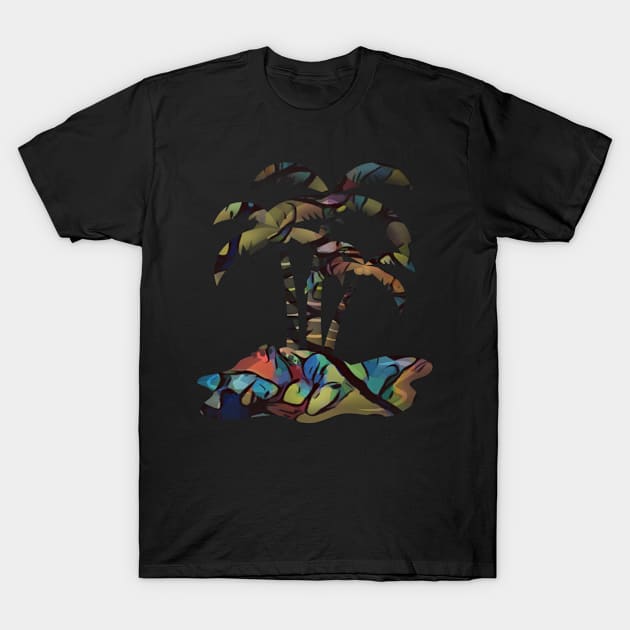 Colorful Palm Trees in small Island T-Shirt by ANIL PRINT